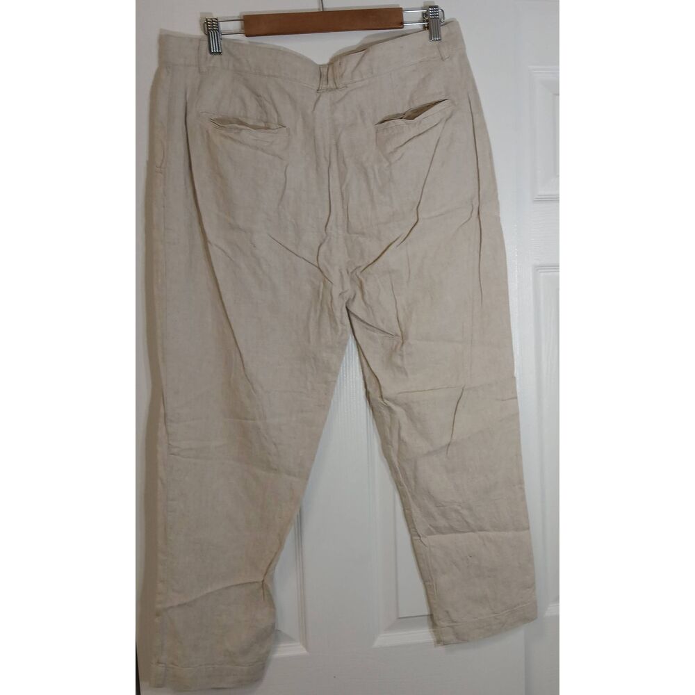 Zara mens 34 European linen pants oatmeal beige tapered leg quiet luxury - Picture 5 of 8